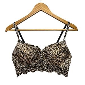 Victoria Secret PINK Bra Medium 34C-D Leopard Print Lace Bralette Padded Wire
